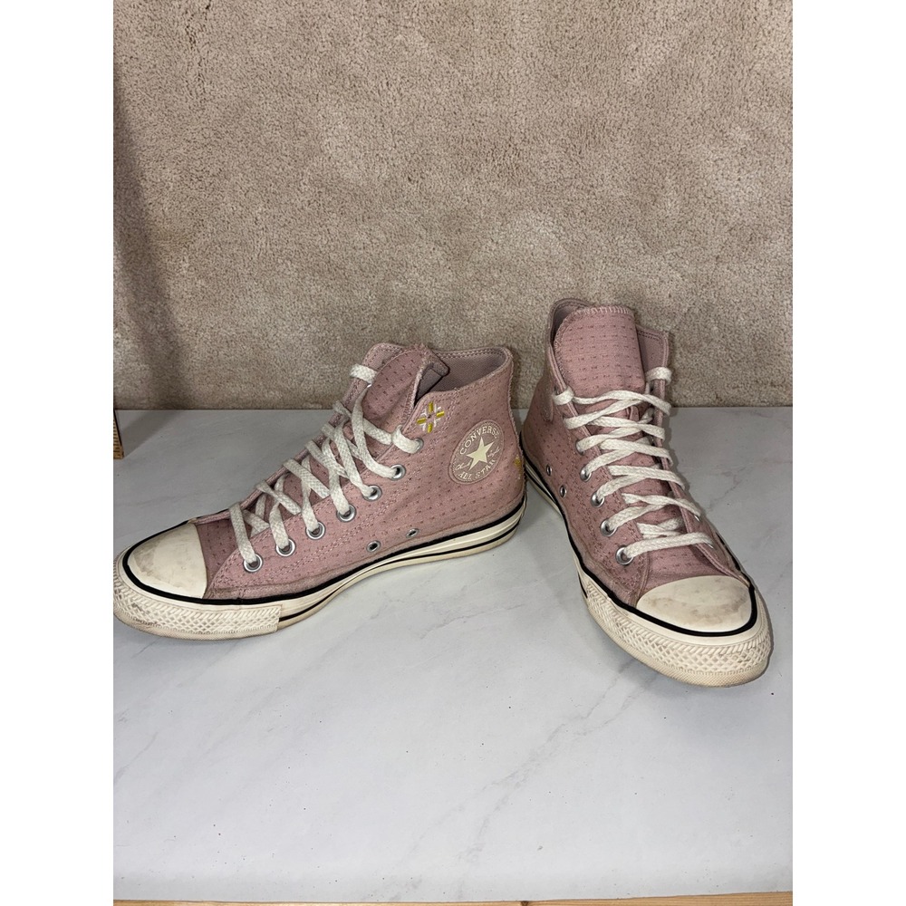 Converse Pink High Top Sneakers - 9- Hand Embroidered Pink‎ Floral